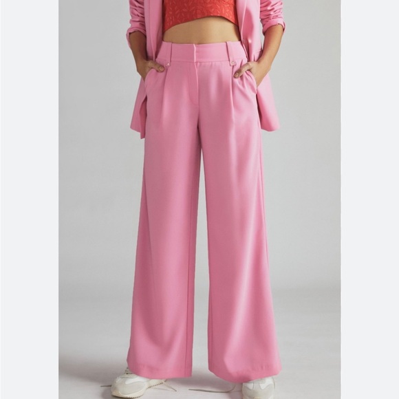 NWT Anthropologie/ Exquise Carnation Flared Trousers COLOR - Pink - Picture 2 of 6